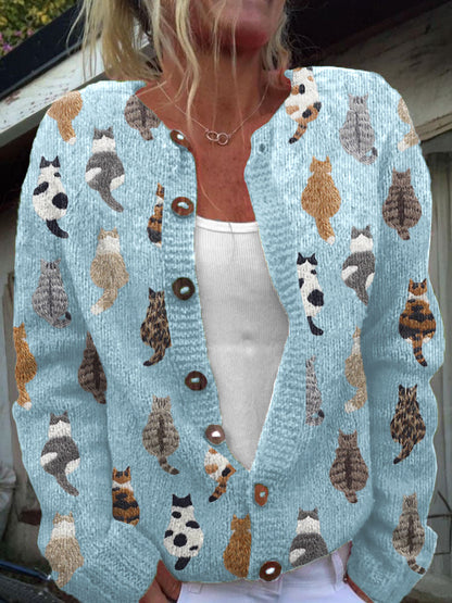 Diana™ | Cárdigan con estampado de gatos