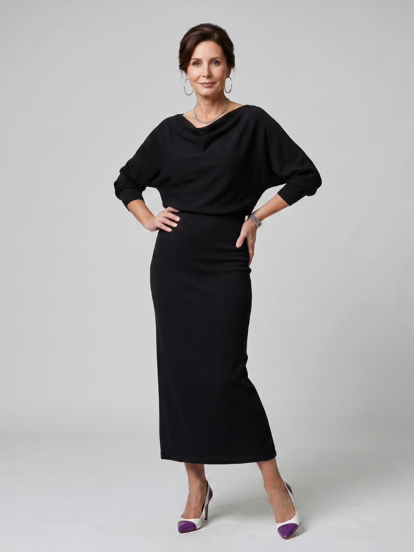 Norma Vestido tejido en gris con escote cascada