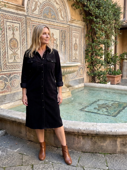 Rocío Vestido camisero en camel tipo pana
