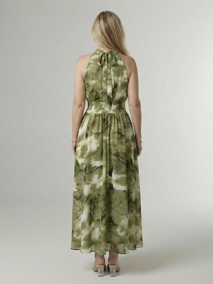 Estefanía Vestido largo con estampado batik en amarillo
