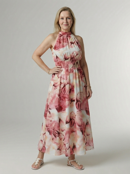 Estefanía Vestido largo con estampado batik en amarillo