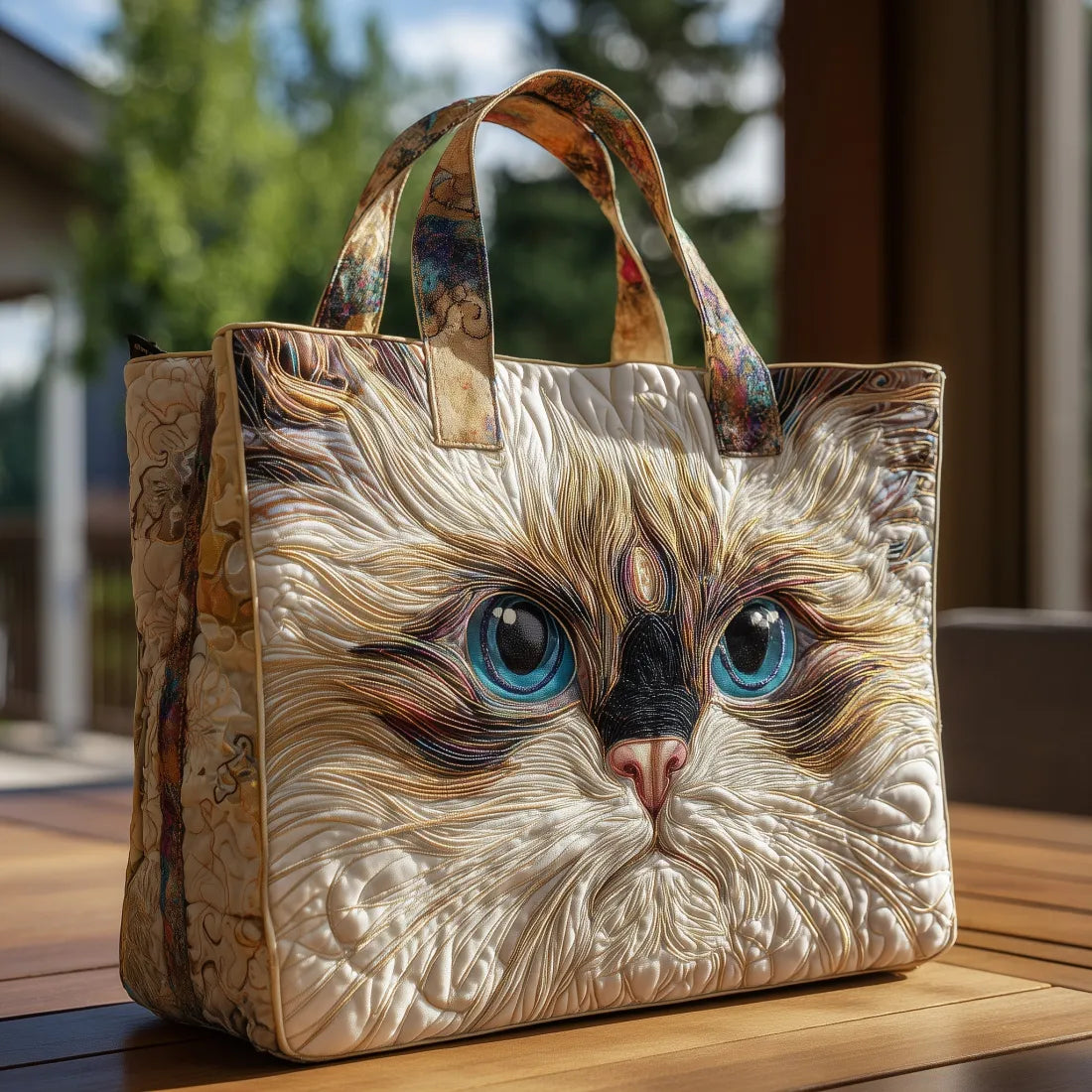 Bolsa Artesanal | Gato Blanco con Ojos Azules
