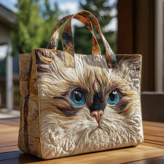 Bolsa Artesanal | Gato Blanco con Ojos Azules