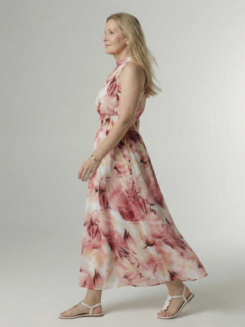 Estefanía Vestido largo con estampado batik en amarillo