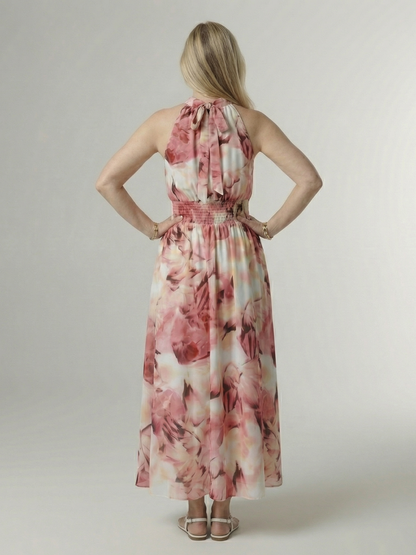Estefanía Vestido largo con estampado batik en amarillo