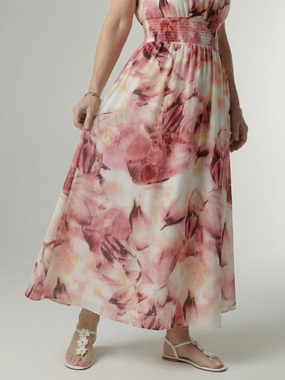 Estefanía Vestido largo con estampado batik en amarillo