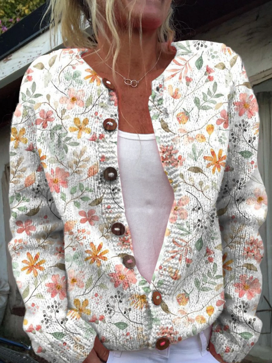 Nayeli™ | Cárdigan con flores delicadas en acuarela