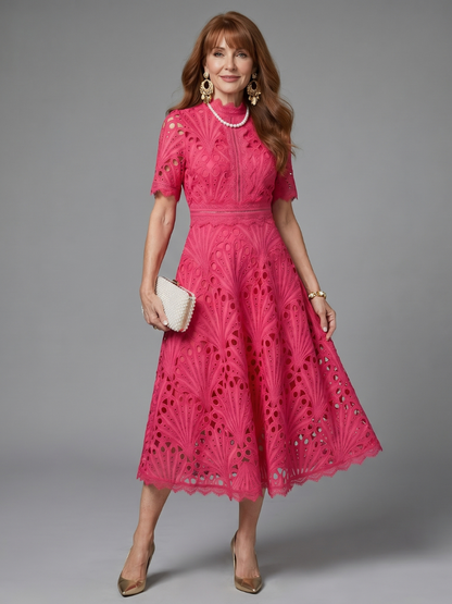 Perla Vestido de encaje en rosa mexicano