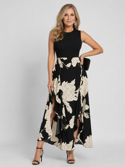 Martina Vestido midi con estampado floral en negro