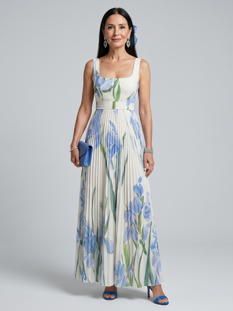 Ana Julia Vestido plisado con estampado de lirios