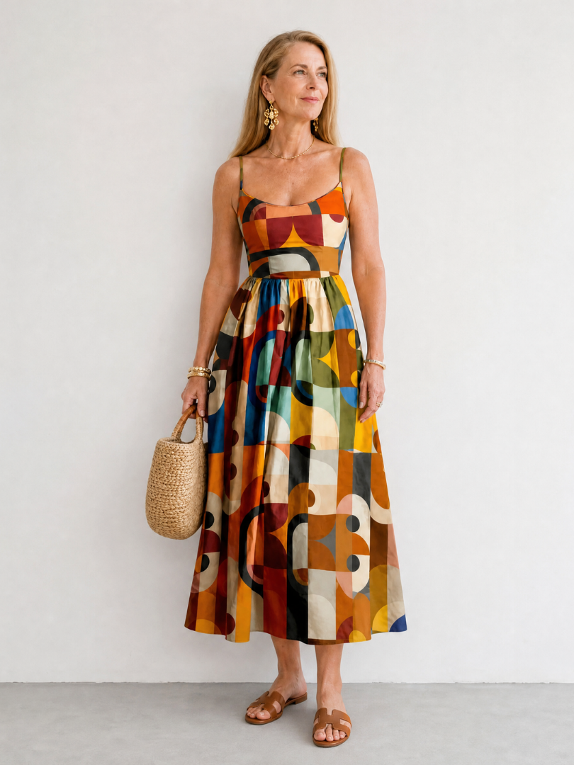 Olga Vestido midi con estampado geométrico