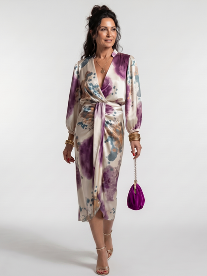 Rosalía Vestido cruzado con estampado acuarela