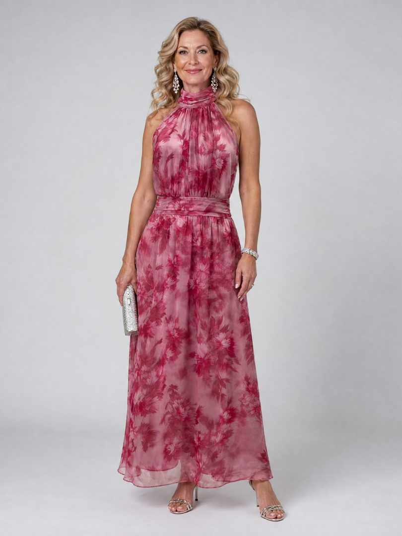 Yaretzi Vestido midi con estampado floral en tono mora