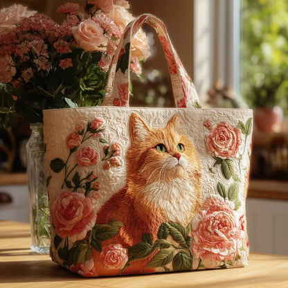 Bolsa Artesanal | Gato Naranja con Rosas