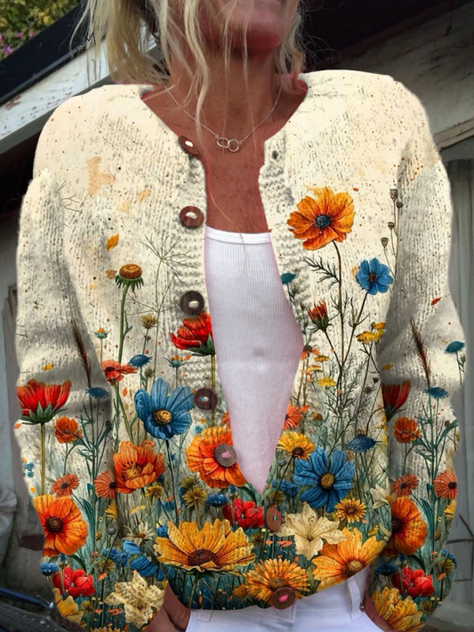 Perla™ | Cárdigan con flores silvestres de colores