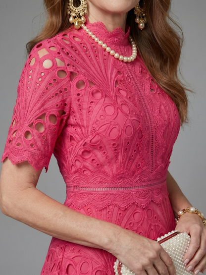 Perla Vestido de encaje en rosa mexicano