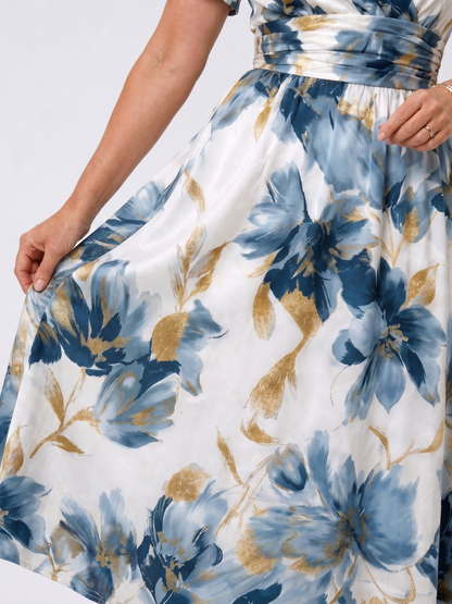 Julieta Vestido midi con estampado floral en azul