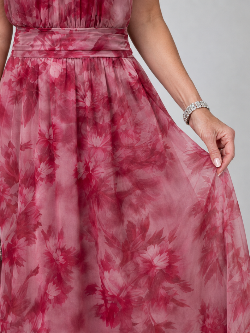Yaretzi Vestido midi con estampado floral en tono mora