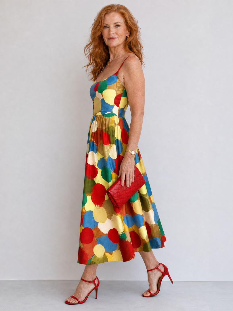 Karina Vestido midi con puntos grandes