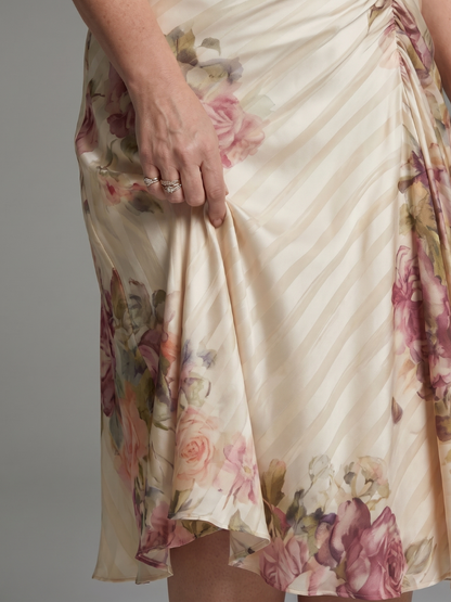 Luz María Vestido midi con estampado floral en satín