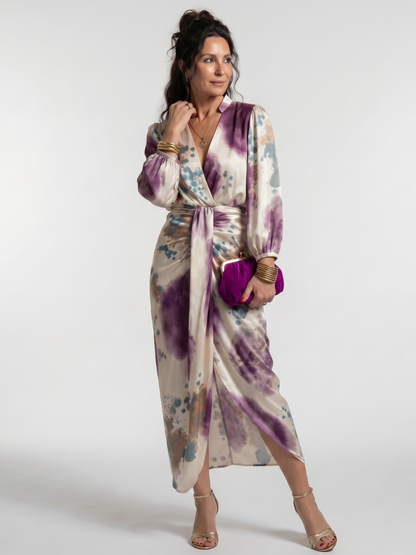 Rosalía Vestido cruzado con estampado acuarela