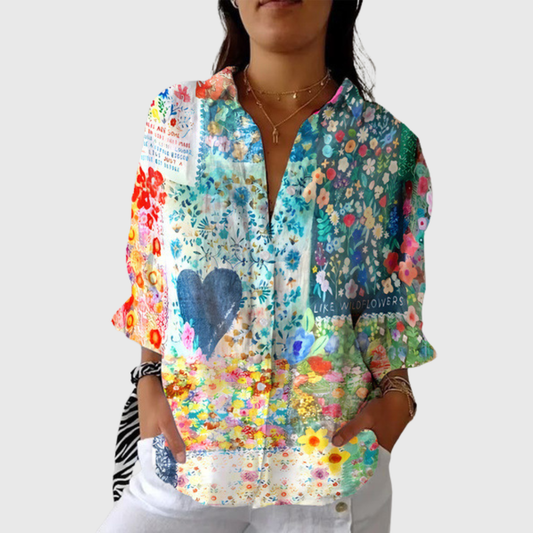 Blusa de Botones con Estampado Floral Multicolor