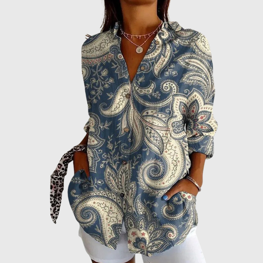 Blusa de Botones con Estampado Paisley