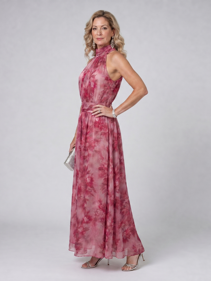 Yaretzi Vestido midi con estampado floral en tono mora