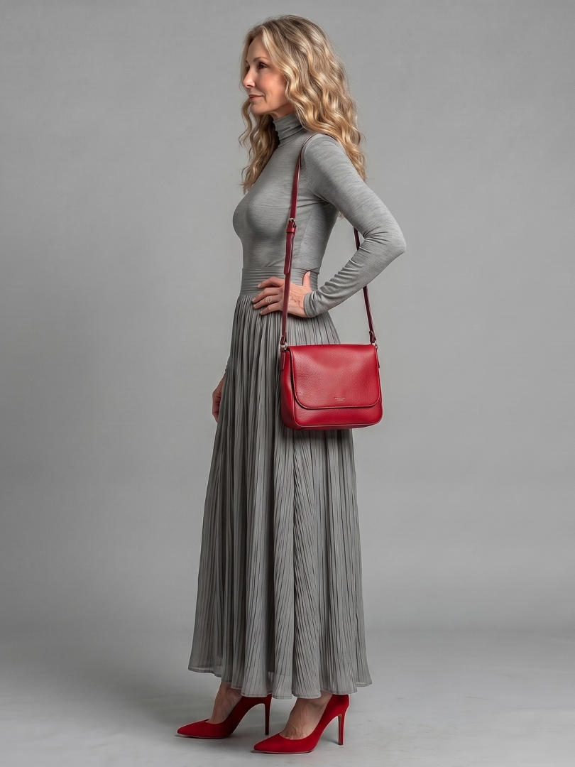 Patricia Vestido de cuello de tortuga con falda plisada