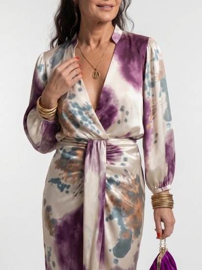 Rosalía Vestido cruzado con estampado acuarela