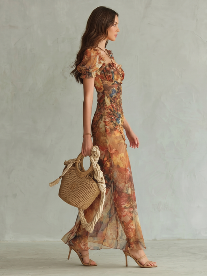 Alondra Vestido midi con estampado floral y abertura