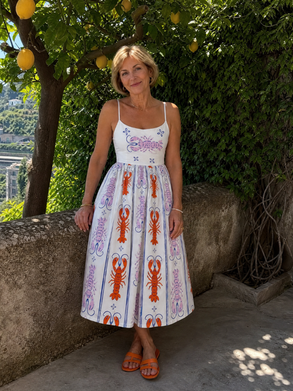 Elvira Vestido midi con estampado de langosta