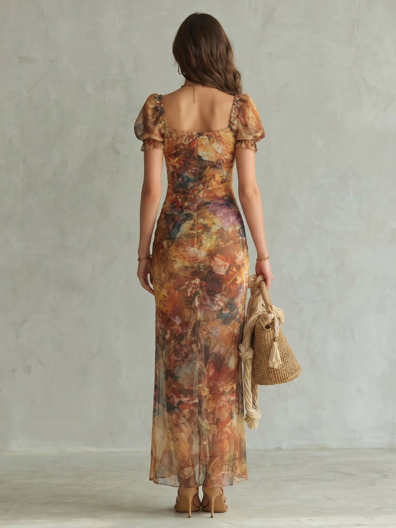 Alondra Vestido midi con estampado floral y abertura