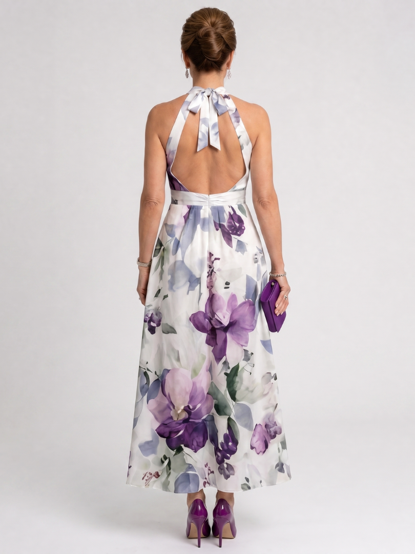 Luisa Vestido midi con estampado floral en violeta