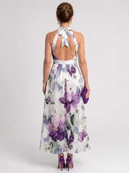 Luisa Vestido midi con estampado floral en violeta