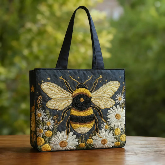 Bolsa Artesanal | Abeja en Margaritas y Estrellas