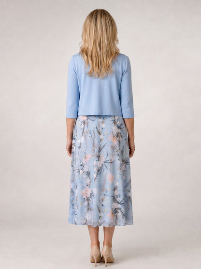 Liliana Vestido midi con estampado floral y bolero a juego