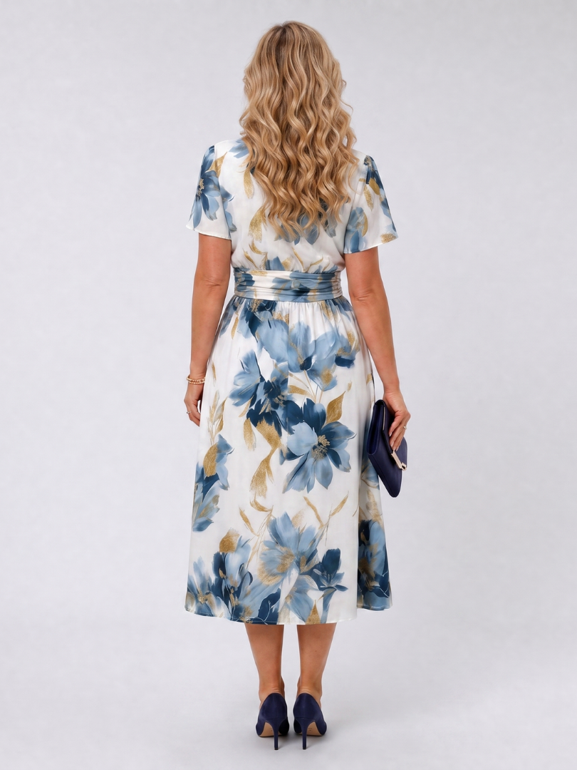 Julieta Vestido midi con estampado floral en azul