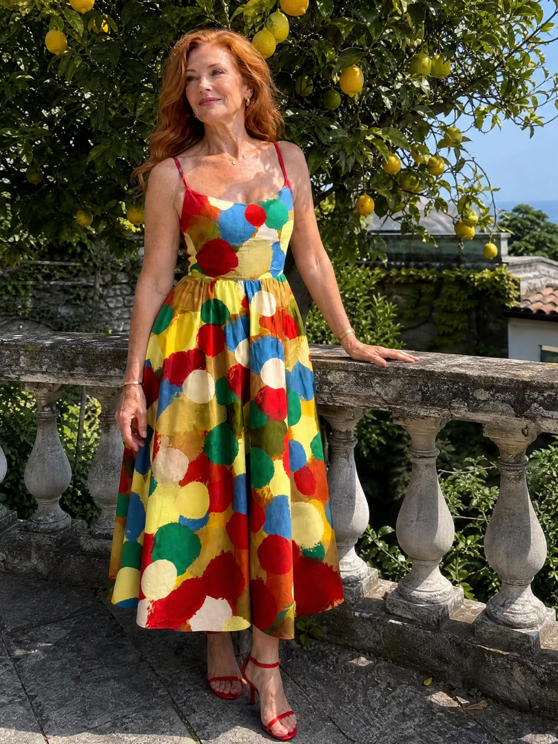 Karina Vestido midi con puntos grandes