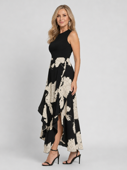 Martina Vestido midi con estampado floral en negro