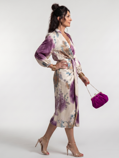 Rosalía Vestido cruzado con estampado acuarela