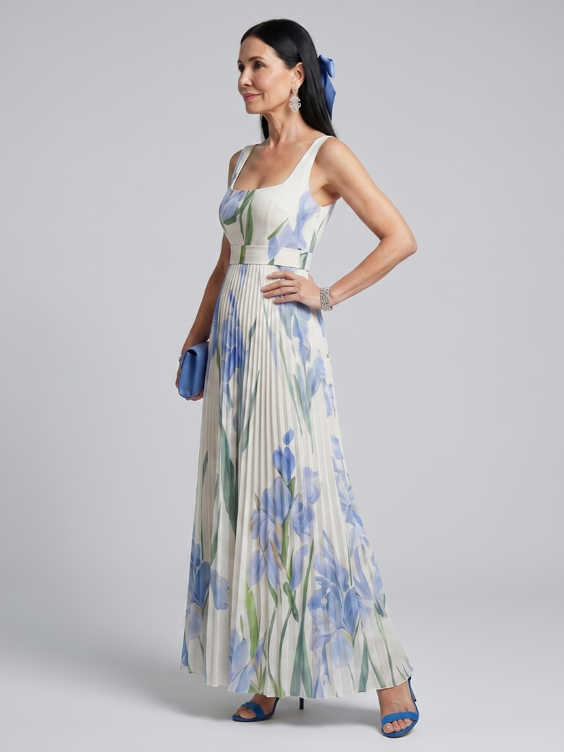 Ana Julia Vestido plisado con estampado de lirios