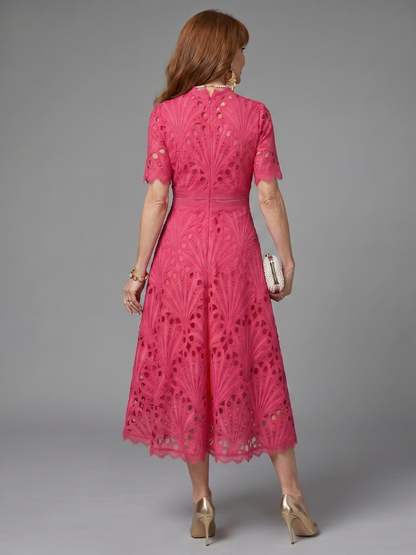 Perla Vestido de encaje en rosa mexicano