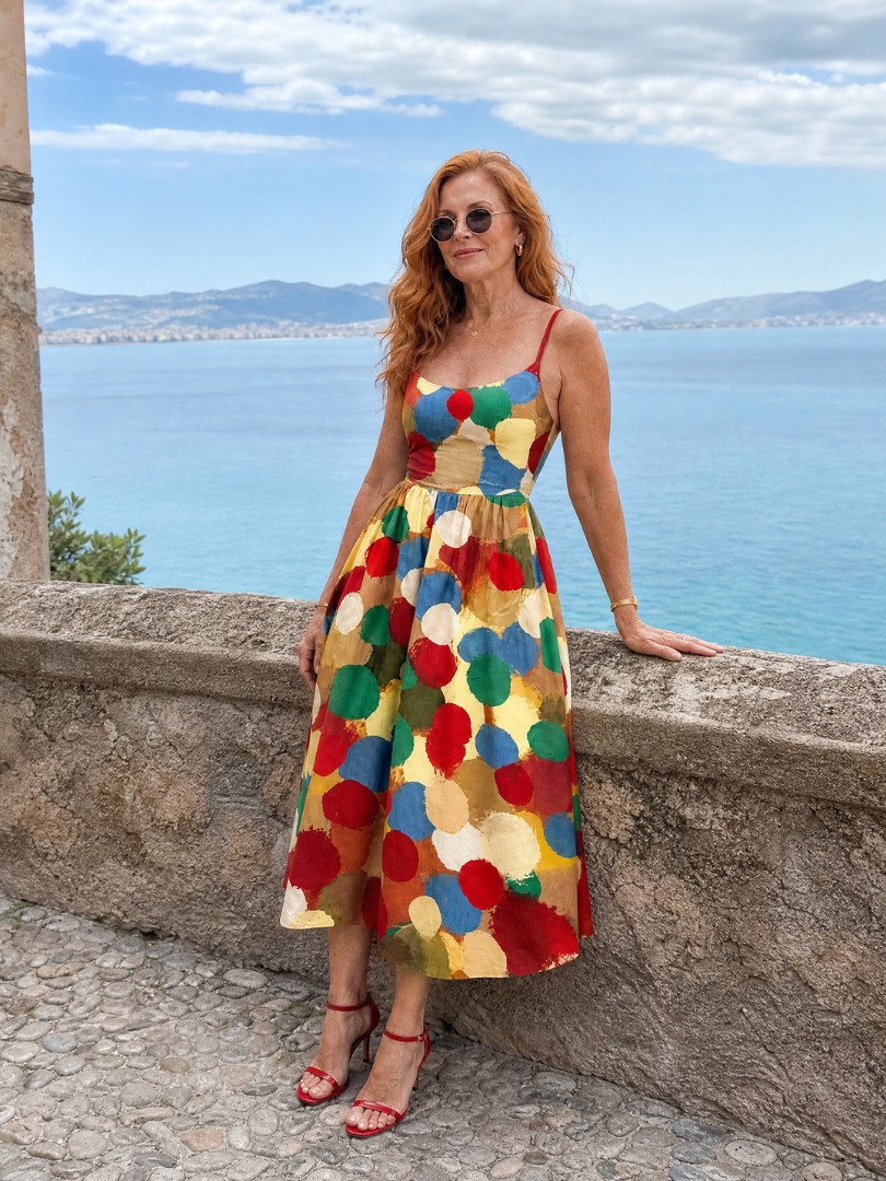 Karina Vestido midi con puntos grandes