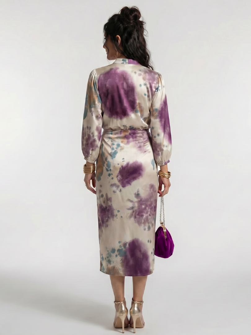 Rosalía Vestido cruzado con estampado acuarela