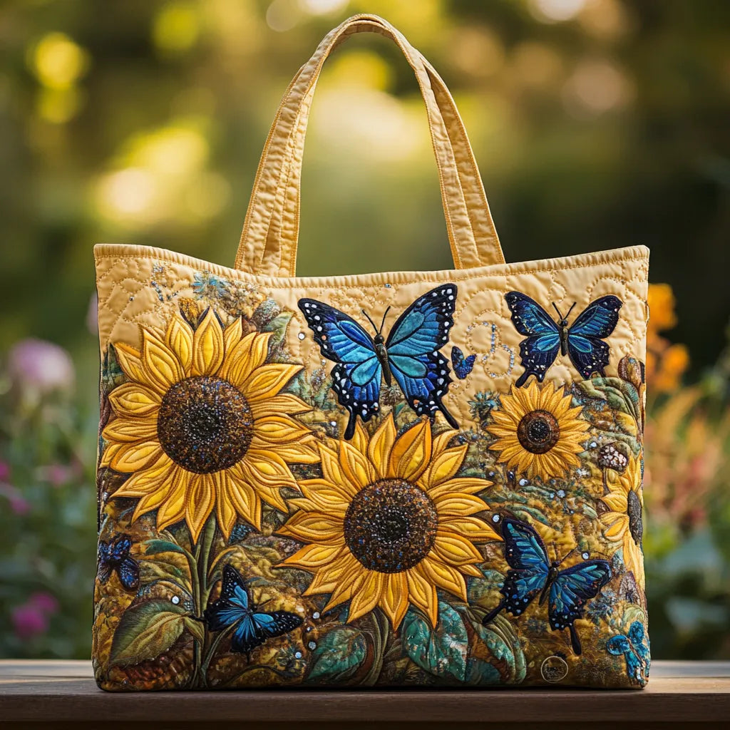 Bolsa Artesanal | Girasoles y Mariposas Azules