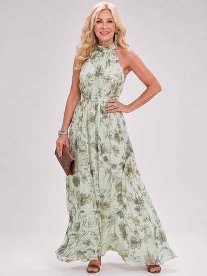 Dulce María Vestido midi con flores pequeñas sobre crema