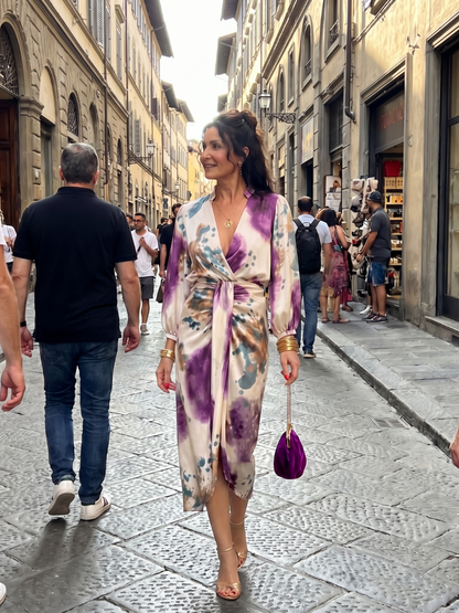 Rosalía Vestido cruzado con estampado acuarela