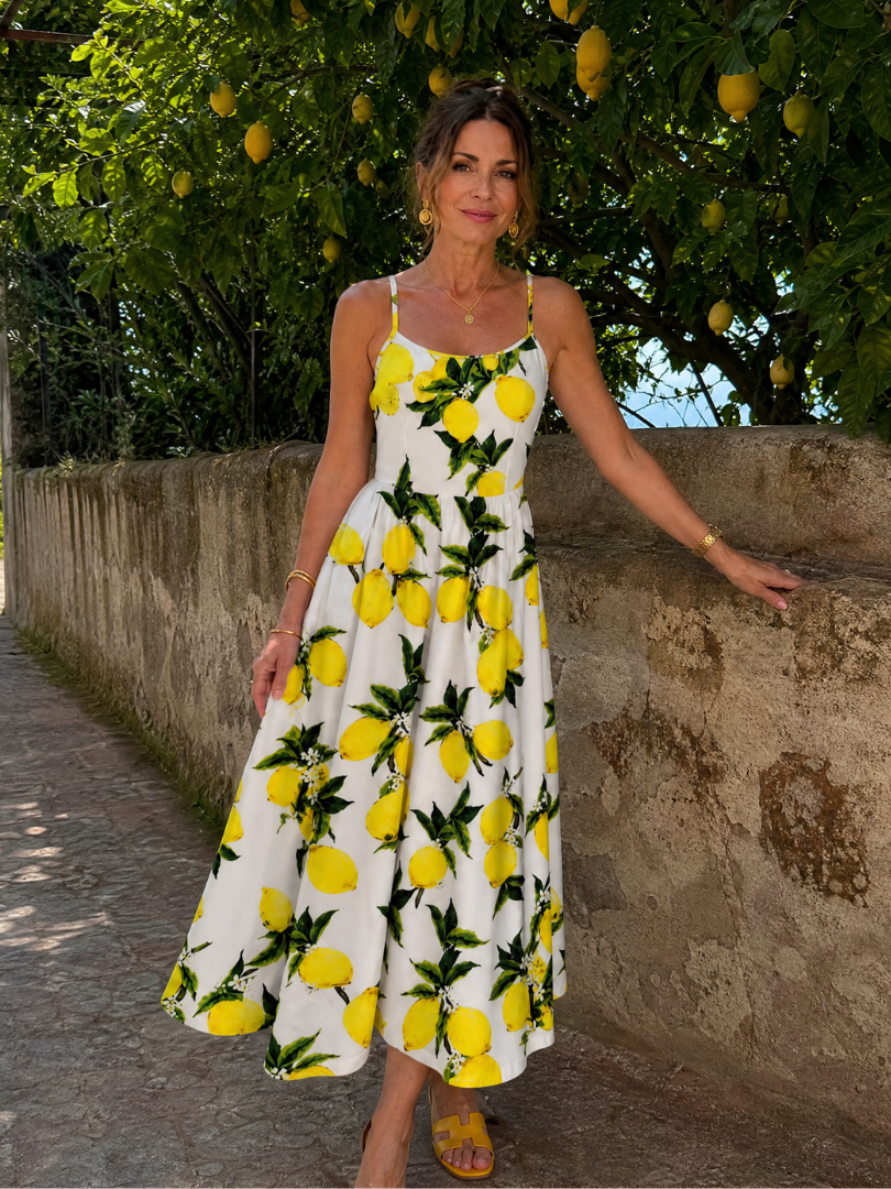Cristina Vestido midi con estampado de limones