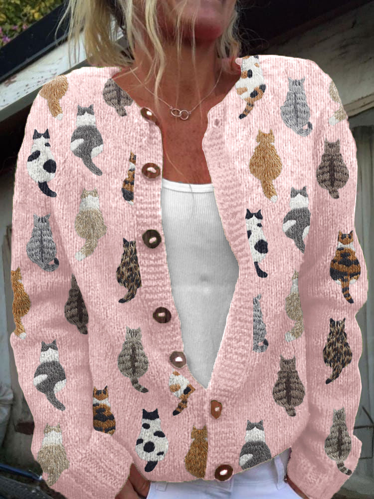 Diana™ | Cárdigan con estampado de gatos